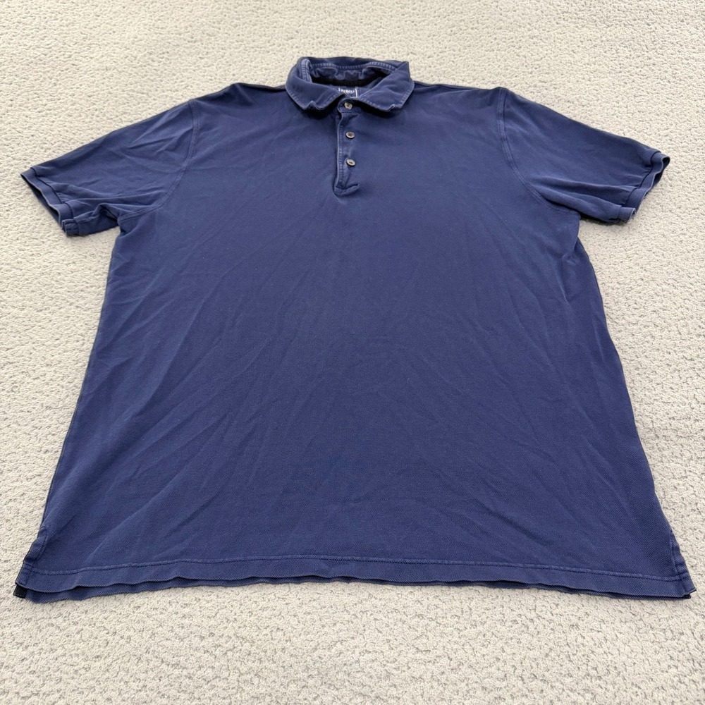 Fedeli Polo Shirt Mens XL 58 Blue 100% Cotton Pique Short Sleeve Made in Italy